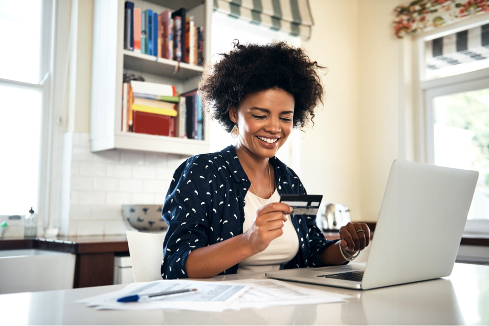 woman looking at credit card debt management