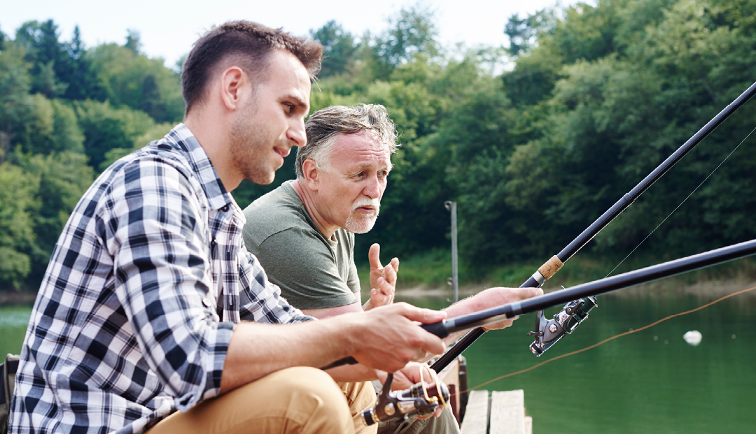 dad and adult son fishing