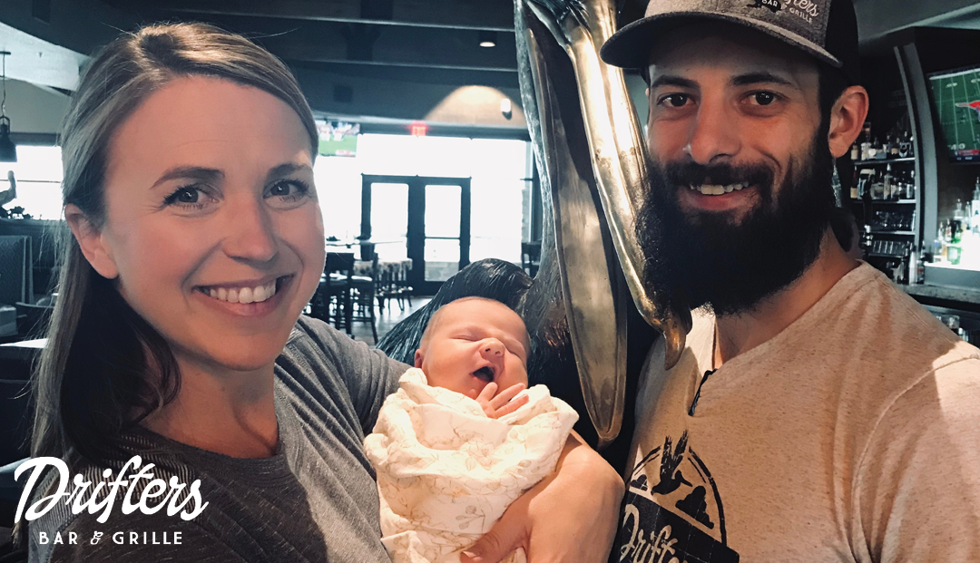 Emily Zarecky-Steber and husband with their baby girl