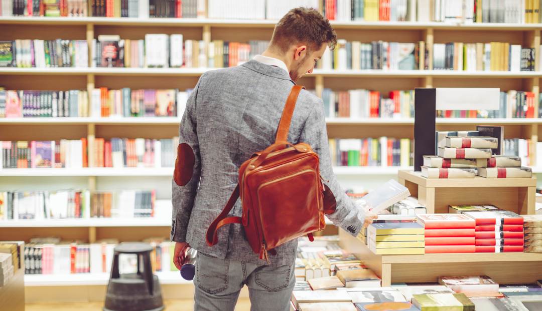 Man standing in book store