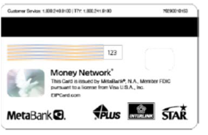 Back of EIP debit card